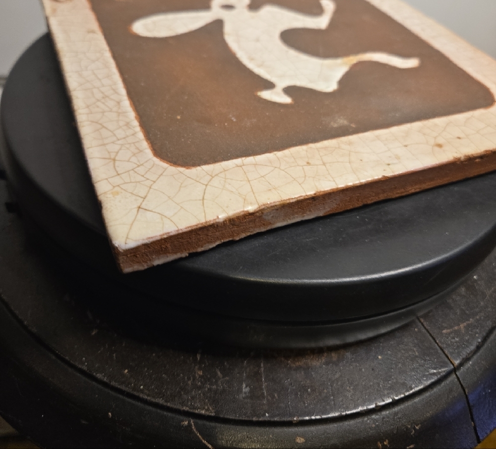 Rabbit Trivet By Arius of Santa Fe Ceramic Rabbit Tile Trivet in Brown and Cream - Picture 4 of 14